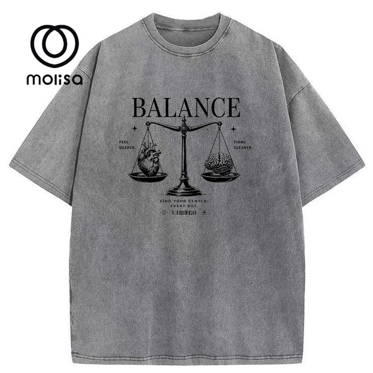 Molisa  เสื้อสกรีน oversize ผ้าฟอก เสื้อยืด ลายแฟชั่น เสื้อแขนสั้น ผ้านุ่ม ใส่สบาย คุณภาพดี 68376#