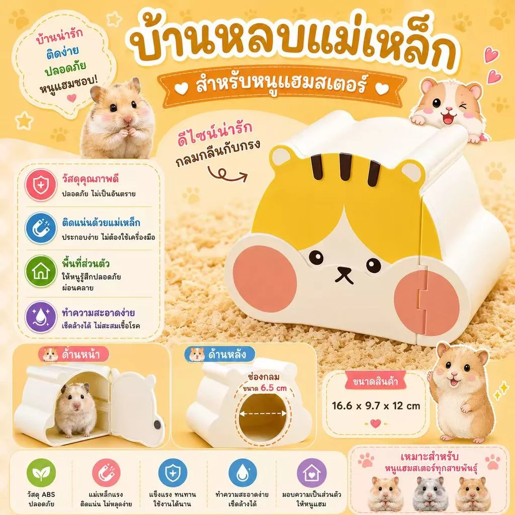 [crazy pet shop]บ้านหลบประตูเปิด/ปิดแบบแม่เหล็ก สำหรับแฮมสเตอร์