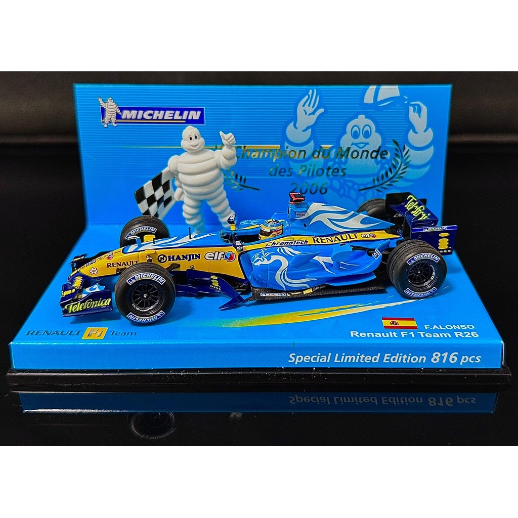Mini Cut 1/43 Minichamps Renault F1 R26 Alonso 2006 Race Season Michelin Limited Fernando Alonso Wor