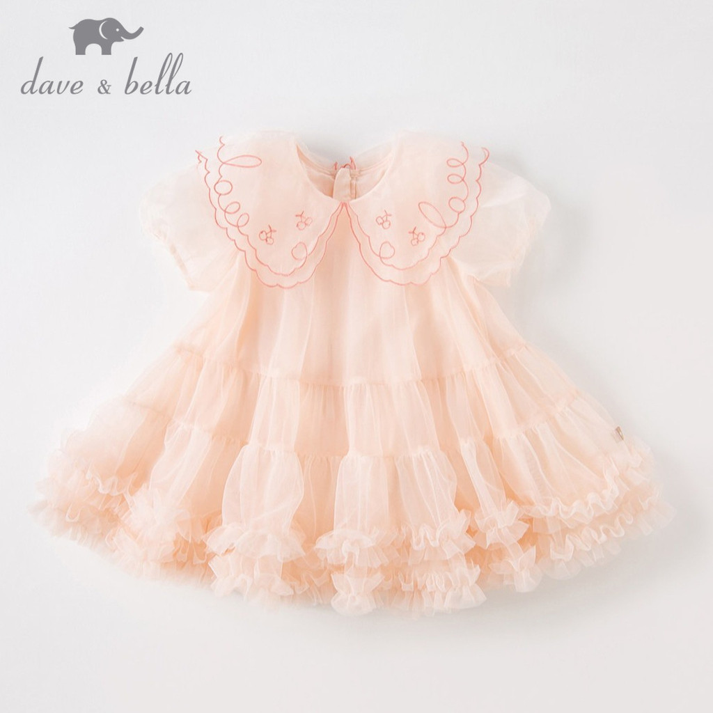 Dave Bella สาวชุดเจ้าหญิงสีชมพู Tulle Tutu พร้อมเย็บปักถักร้อยตาข่ายวันเกิดชุดปาร์ตี้ฤดูร้อนสําหรับเด็ก DB2234901