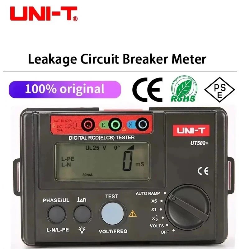 DTDL UNI-T UT582+ Digital RCD (ELCB) เครื่องทดสอบ AUTO RAMP การรั่วไหล Circuit Breaker Meter พร้อม M