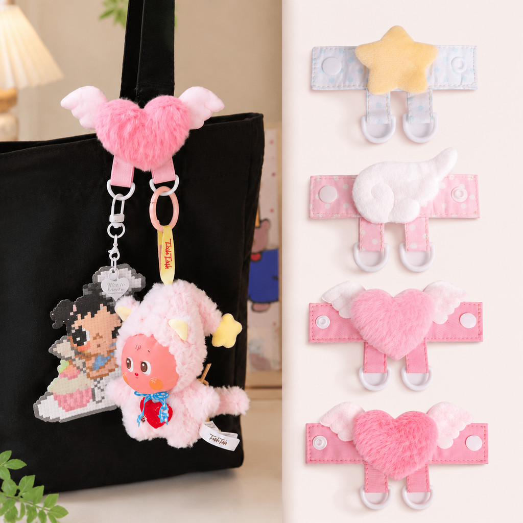 ตุ๊กตาหัวใจดาวตุ๊กตากระเป๋าสายคล้องเสน่ห์จี้ป้องกันการสูญหายสําหรับกระเป๋าเป้สะพายหลัง อิตะ