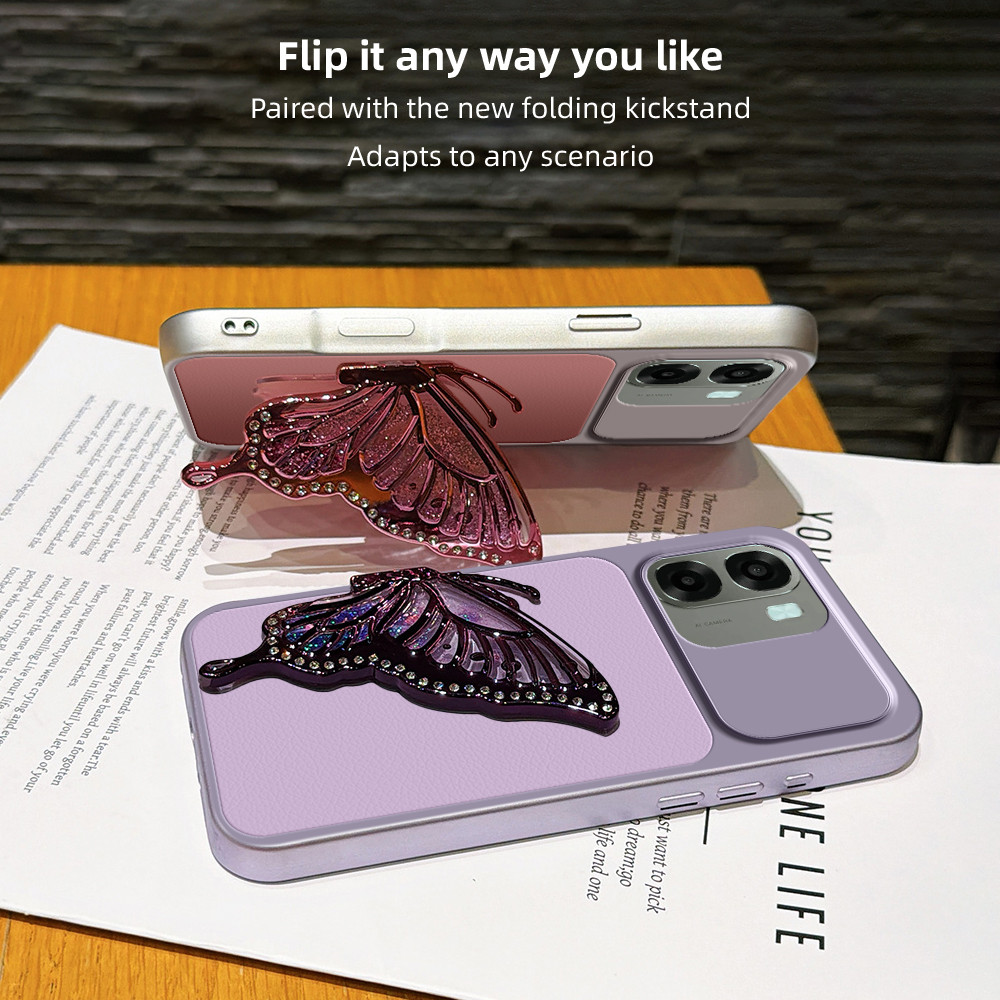 แฟชั่นGlitterผีเสื้อสร้อยข้อมือเคสโทรศัพท์สําหรับOPPO A5 A6 A6t A5i Pro OPPO A6X A6S A5m A6i K15 Pro