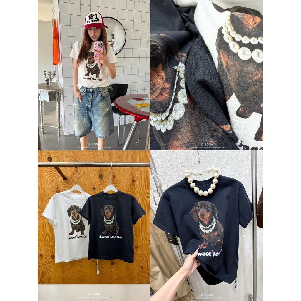 เสื้อยืดน้องหมาดัชชุนใส่สร้อยมุก