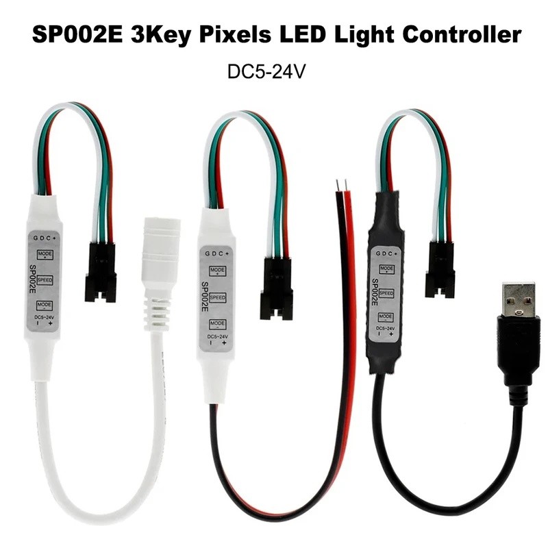 DC5-24V SP002E Mini 3 คีย์ RGBIC LED Controller สําหรับ WS2811 WS2812B UCS1903 16703 Led Pixel Light