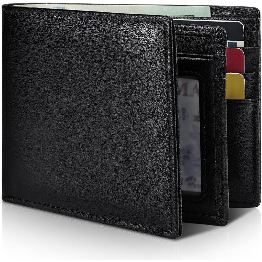 Artpaxy Mens Wallet หนังแท้ Bi-Fold Style RFID Anti-Theft Wallet with 1 ID Window, 13 Card Slots, 2 