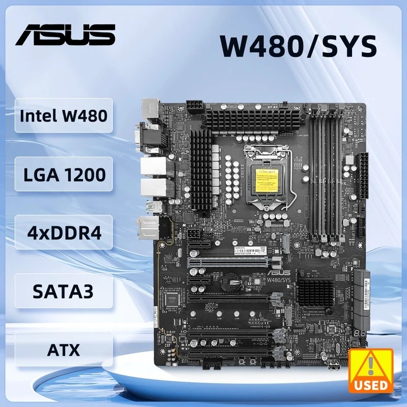 ASUS W480 เมนบอร์ด W480/SYS Intel W480 LGA 1200 DDR4-2933 ECC Dual M.2 รองรับ i3-1030 10325 10400F 1