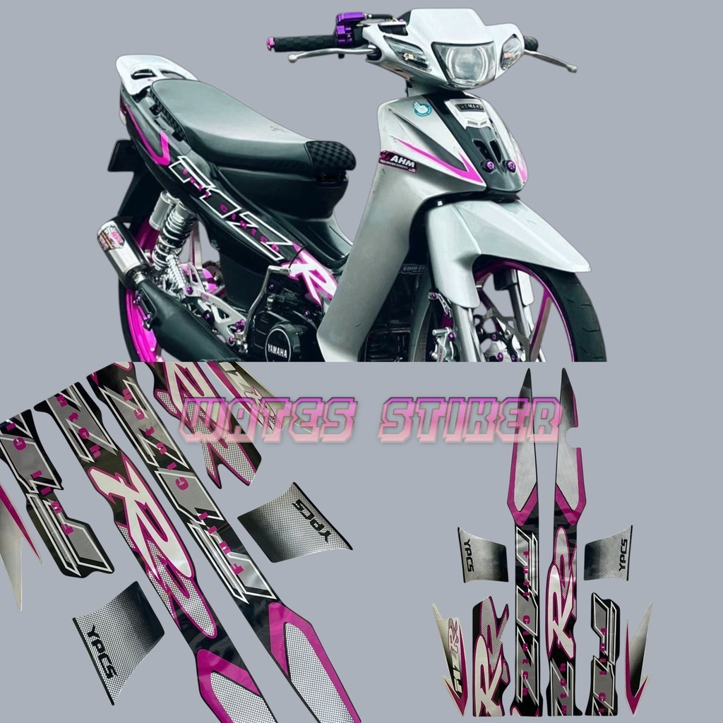 UNGU Striping Decal Polet สติกเกอร์ Yamaha F1ZR fizr fiz r f1 zr 2001 2002 สีม่วงสีดําเงิน
