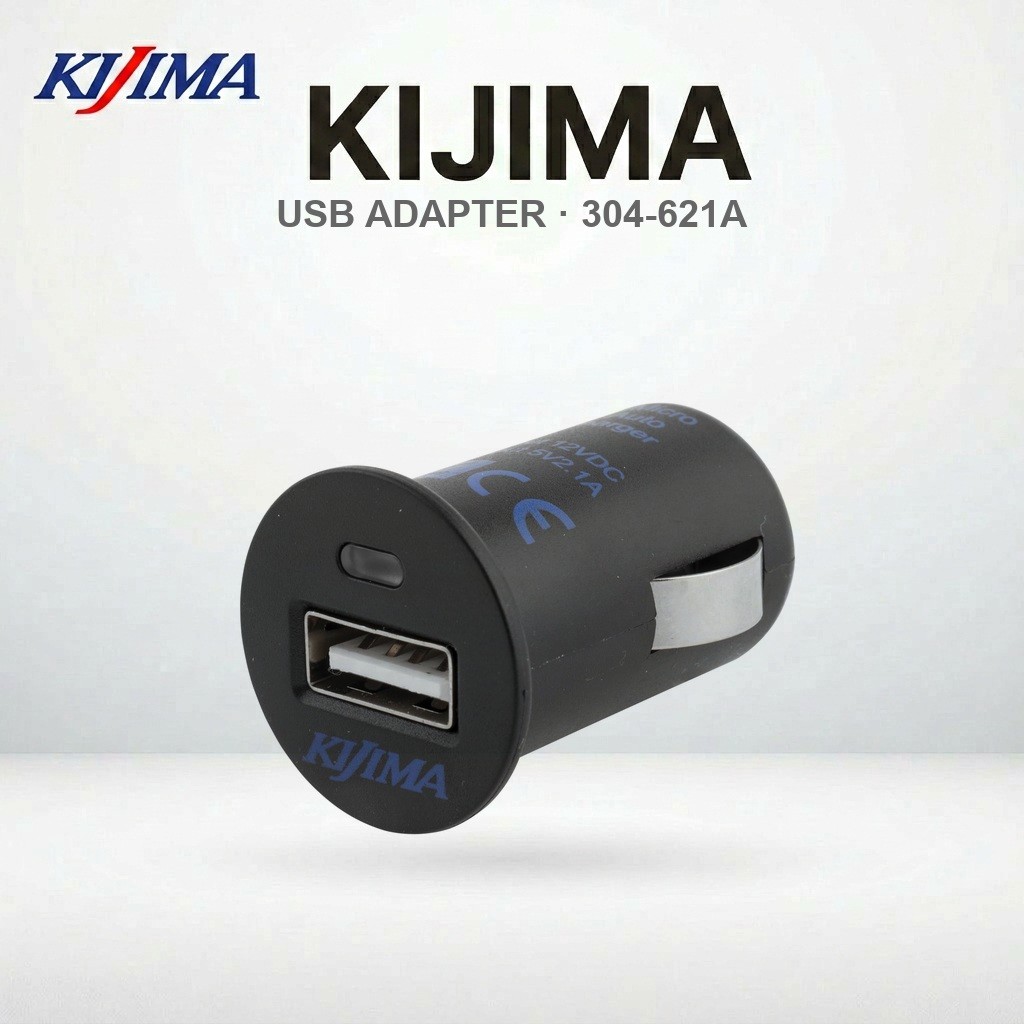 ช่องจุดบุหรี่ + USB มอเตอร์ไซค์ Kijima 12V (5V/2.1A) 304-621A | Kijima Motorcycle Cigarette Socket +