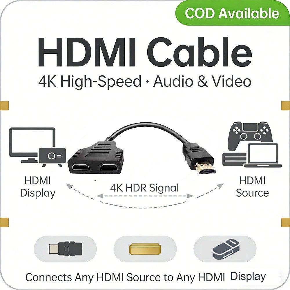 HDMI Compatible Splitter Video Cable Adapter Output Hub X Box Ps3 4 DVD HDTV แล็ปท็อป TV HD 1080P 1 อินพุต 2 เอาต์พุต