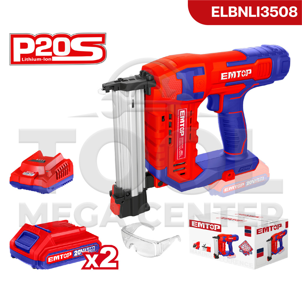 EMTOP เครื่องยิงตะปู ยิงแม็ก ขาเดี่ยว ไร้สาย แบตเตอรี่ 20v รุ่น ELBNLI3508