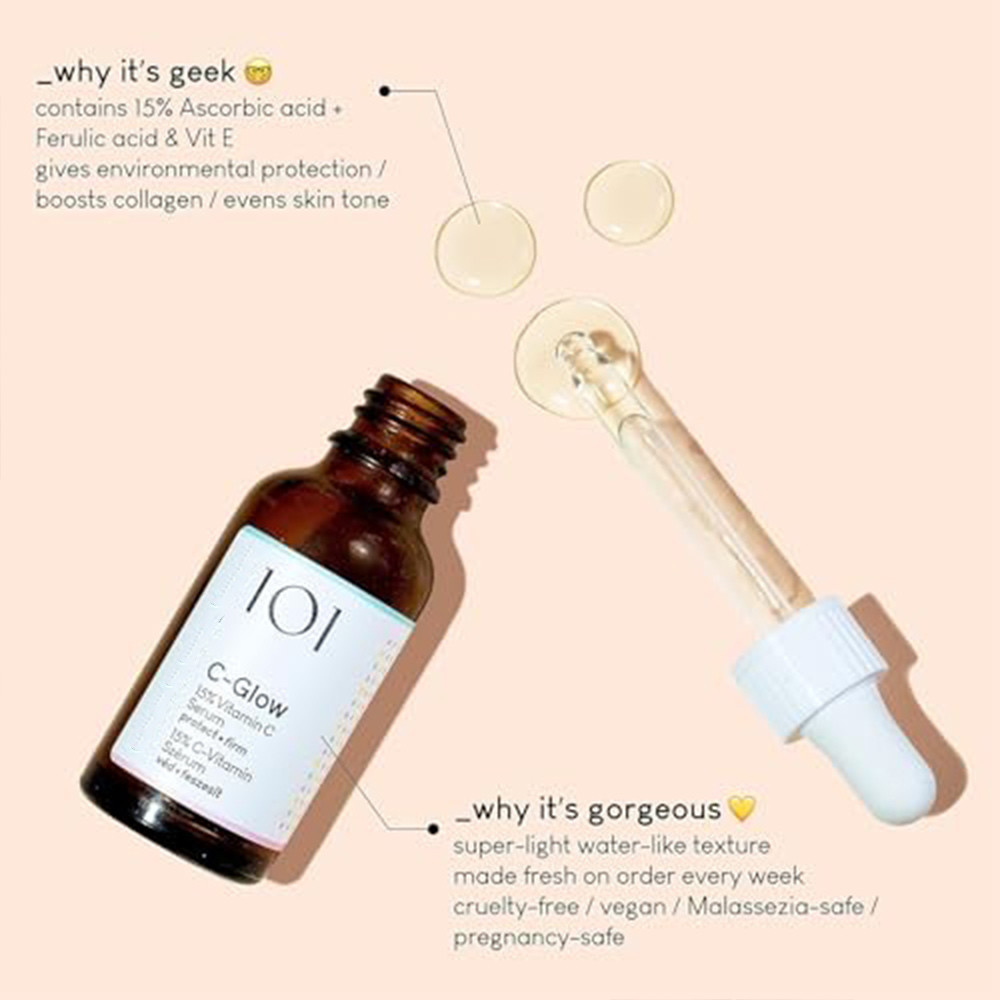 Geek & Gorgeous 30ml 101 C‐Glow ขวดหยดผิวหน้าผิวอ่อนดูแลสดชื่นสําหรับผลิตภัณฑ์ดูแลผิวหน้า