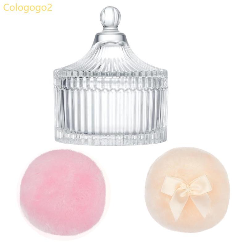 Cologogo2 3 ชิ้นปฏิบัติ Body Powders พัฟคอลเลกชัน Spacious Glass Organizer อุปกรณ์เสริมสําหรับเครื่อ