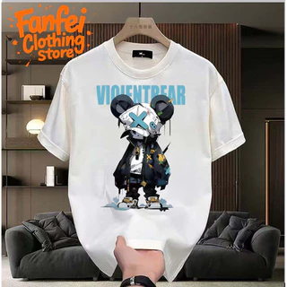 (จัดส่งตลอด 24 ชั่วโมง)Fanfei💥 เสื้อดำ เสื้อ สกรีนหน้าหลัง ลายTHE VIOLENT BEARมิติ ผ้าคอตตอน 100% เนื้อผ้าเกรดพรีเมียม