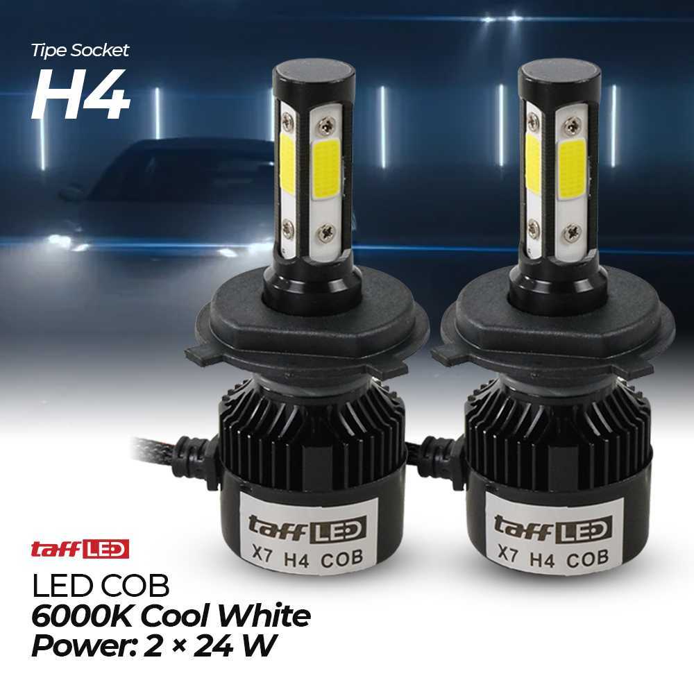 TaffLED X7 ไฟหน้ารถ COB ไฟหน้า LED สีขาวนวล H4 IP65 24W - 75818-4CN