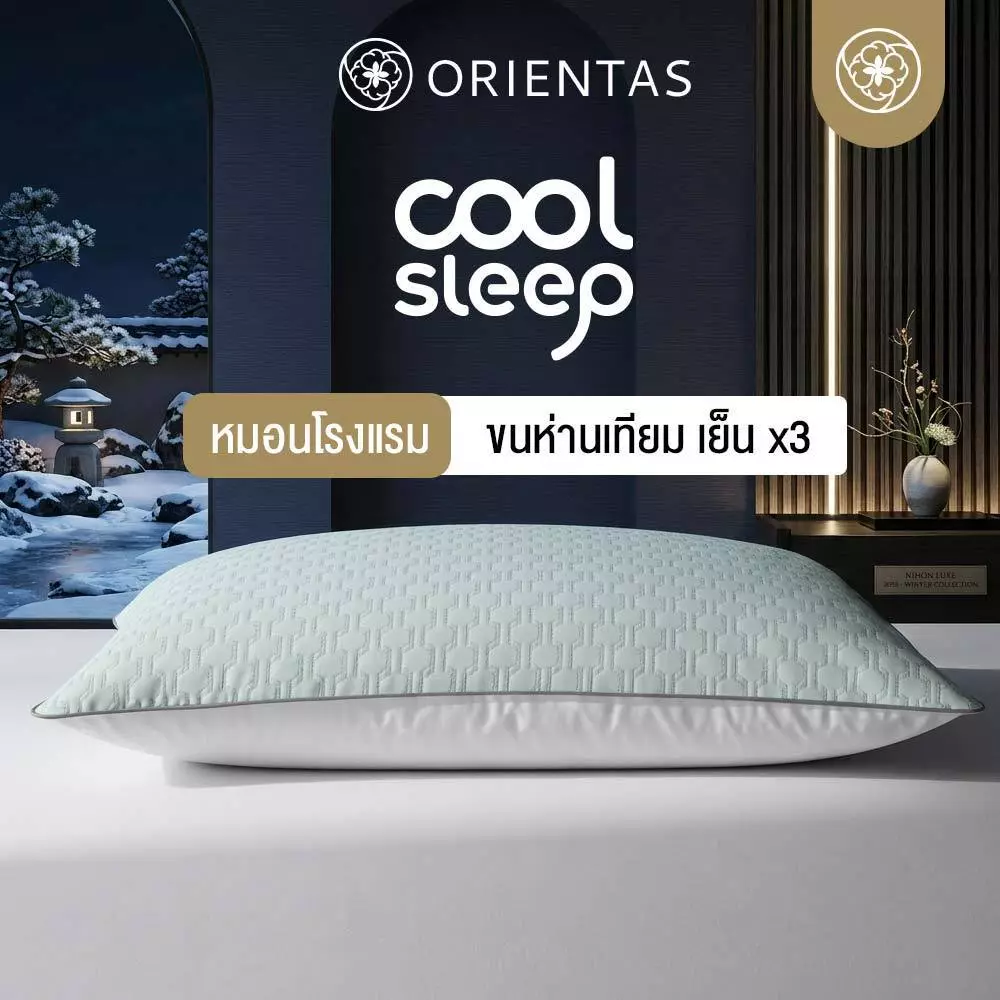 Orientas หมอนเย็น รุ่น Cool Sleep เย็นลง 2 องศา หมอนขนห่านเทียม เกรดโรงแรม นุ่ม เด้ง คืนตัวไว