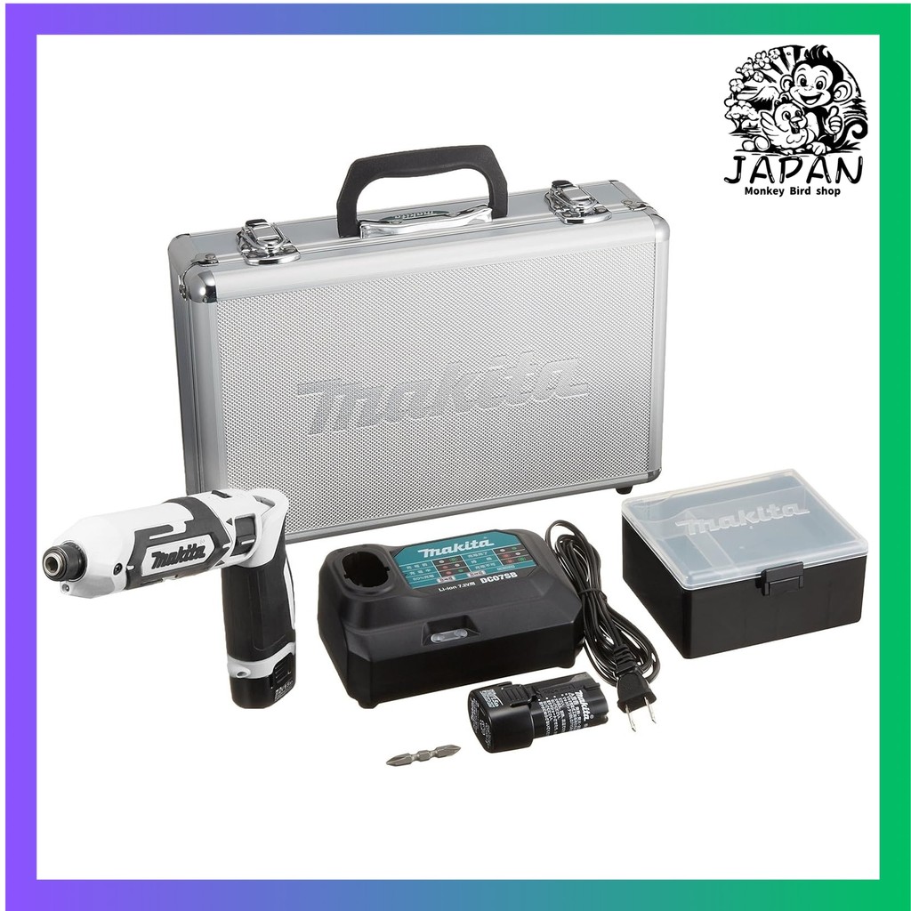 Makita pen type impact driver TD022 (7.2V) white torque 25Nm 1.5Ah 2 batteries and charger included 