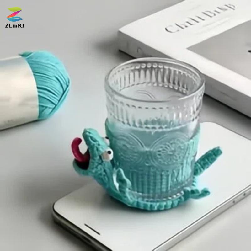 ZLinKJ โครเชต์ Lizard Coaster น่ารัก 3D DIY Handmade Amigrumi สัตว์ถ้วย Pad Creative สําหรับห้องเด็กตกแต่งโต๊ะของขวัญเล็กๆใหม่