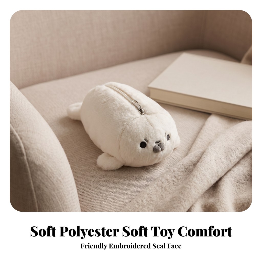 Seal Pencil Case Fuzzy Fuzzy Pencil Case Fuzzy Pouch with Zipper Lightweight Stationery Organizer Po