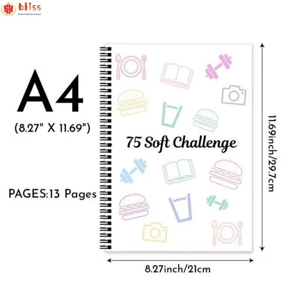 BLLISS Soft Challenge Planner สมุดบันทึกวางแผนท้าทายอเนกประสงค์ที่แก้ไขได้ แบบพกพา 75 แผ่นปกแข็ง Tas