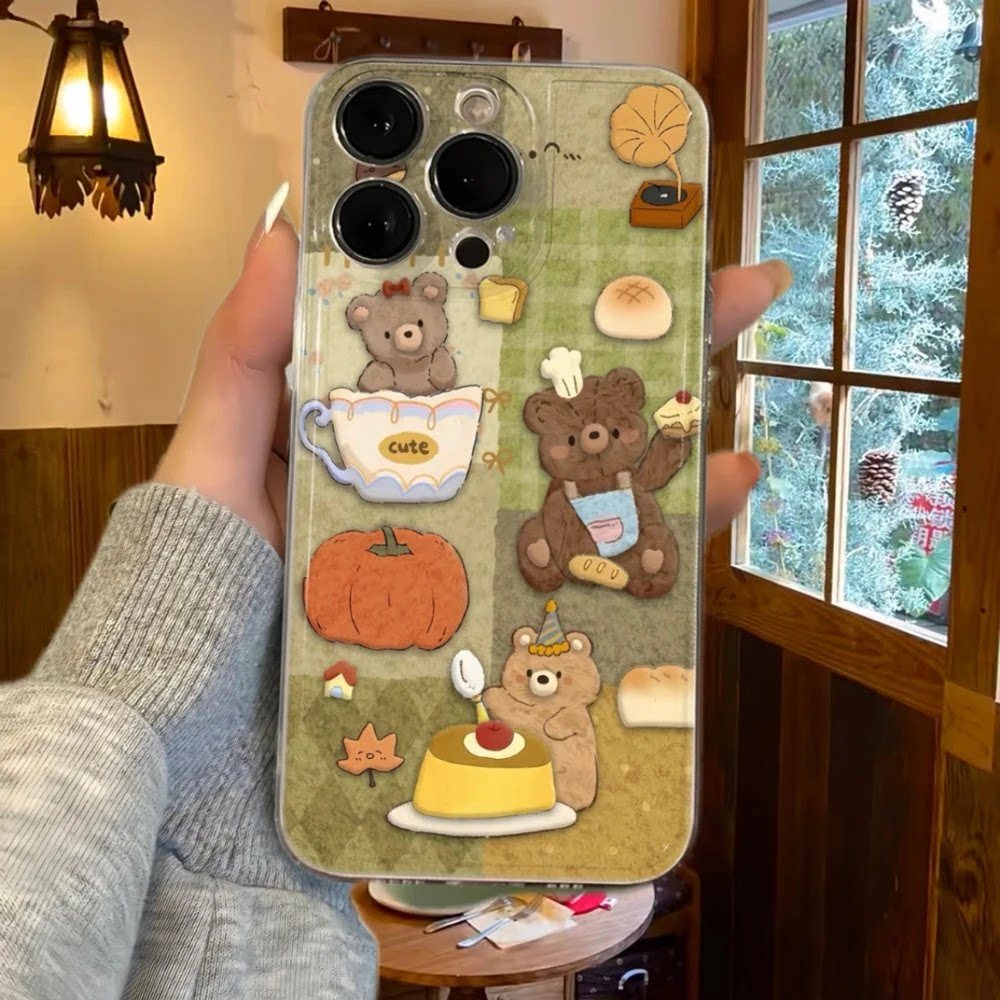 หมีขนมหวานเหมาะสําหรับ Apple 16promax เคสโทรศัพท์ iPhone14 Xiaomi 17 โปร่งใส opporeno13 Redmi Note15