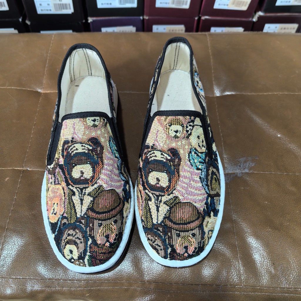 Elephant Mountain Old Refreshing Cloth Shoes Men Cartoon Print Lazy One-Pedal Old Beijing Melaleuca 