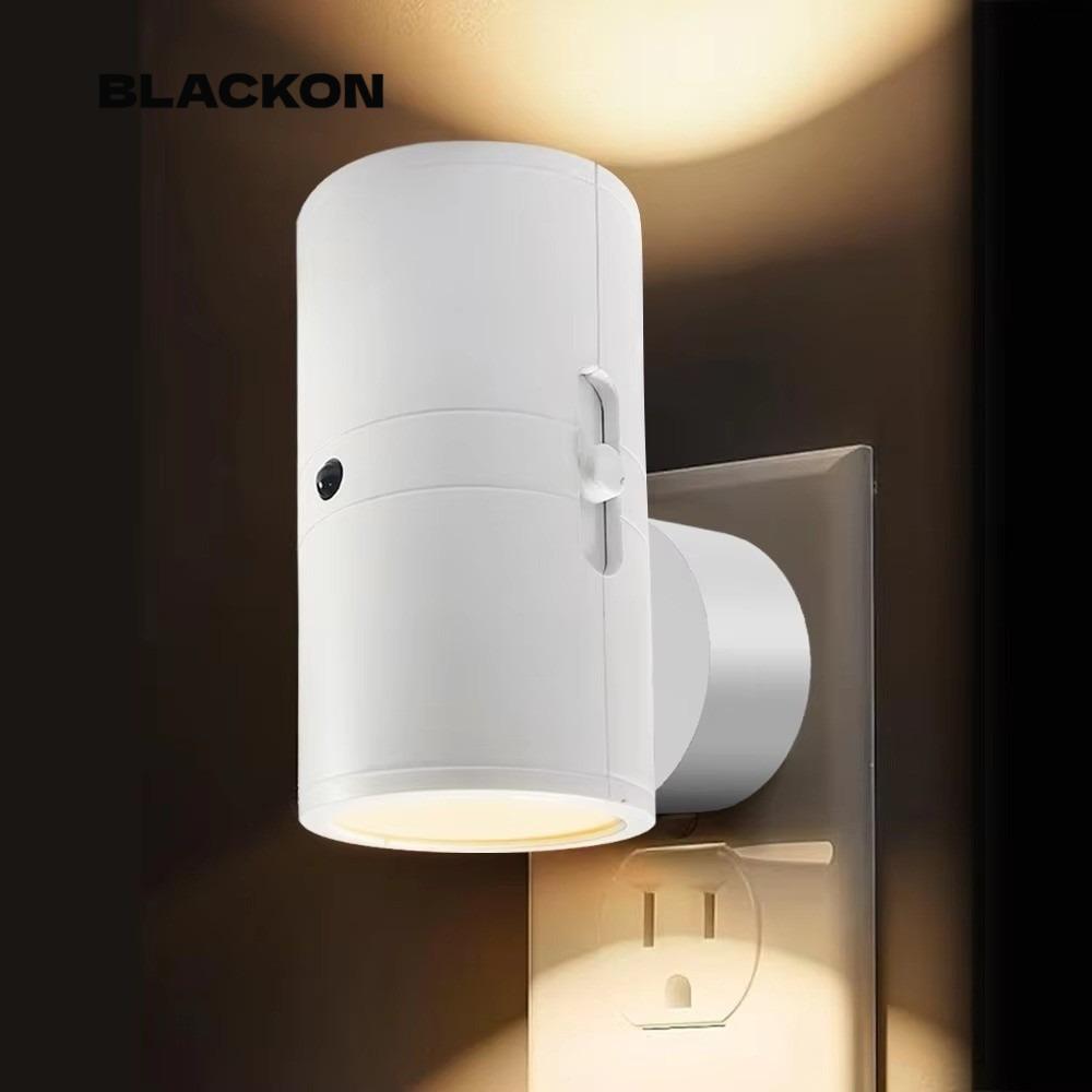 BLACKON Plug In Night Light, Dual Lighting ปรับความสว่างได้ LED Night Light, Warm Light Sensor Night