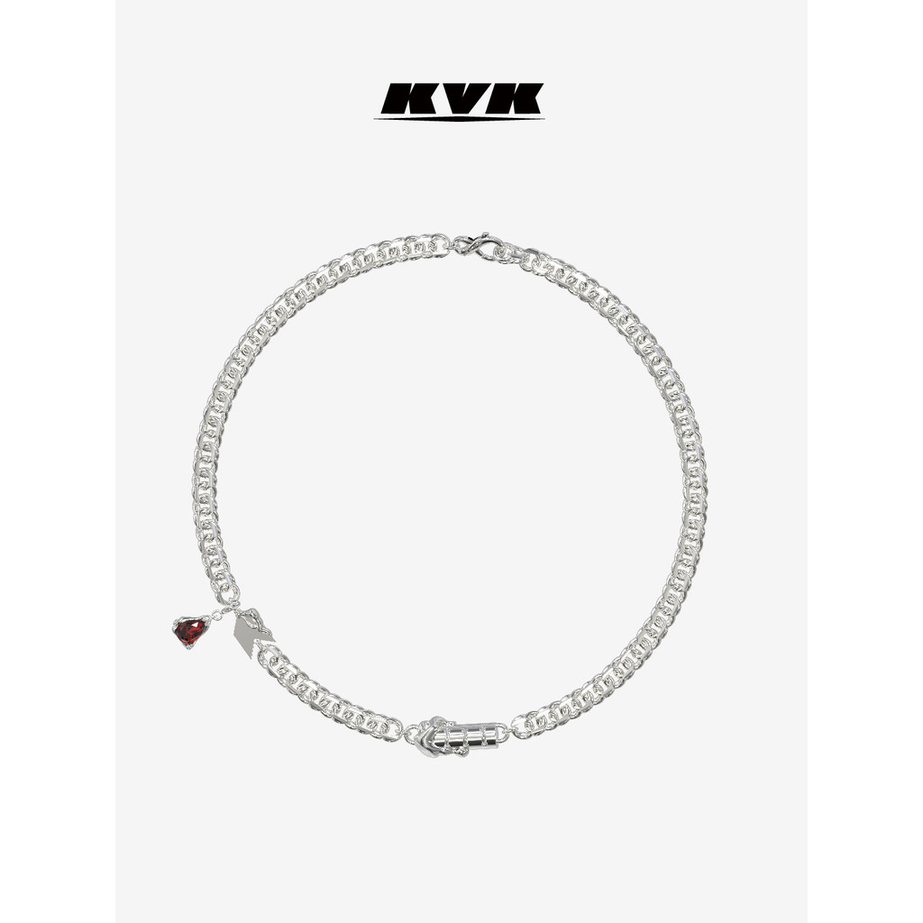 KVK FOURTRY 21S Joint Series แผ่นสัญลักษณ์ Knot Element Stitching สร้อยคอหรูหรา Niche จี้โซ่