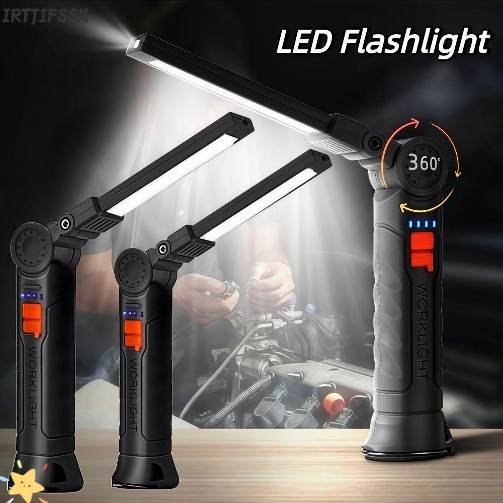 ไฟฉาย IRTJIFSSX, LED พร้อมแม่เหล็กและไฟทํางานแบบตะขอ, Professional Strong Light ชาร์จไฟฉายมือถือกันน้ําสําหรับทํางานกลางคืนตั้งแคมป์กลางแจ้ง