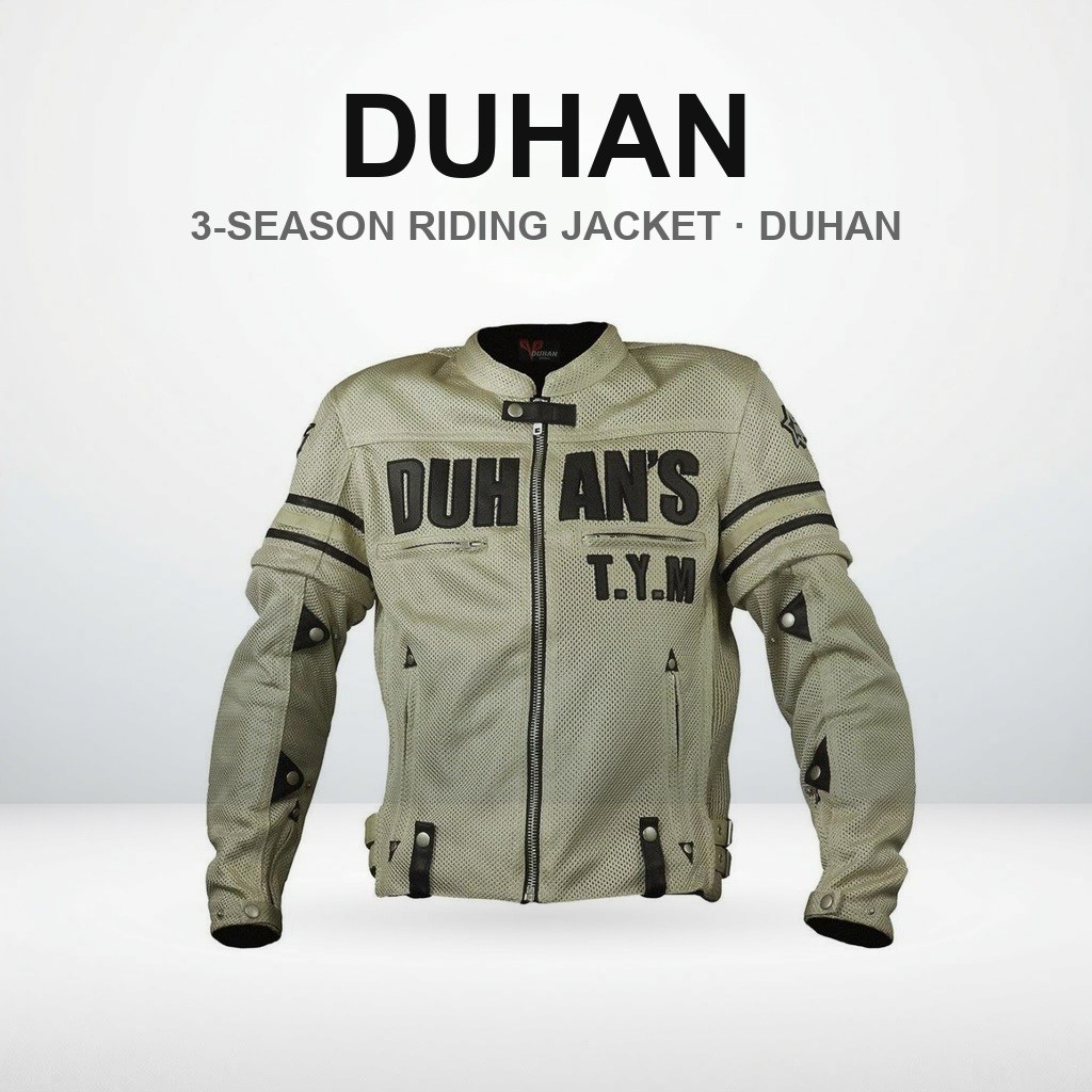 เสื้อแจ็คเก็ตขี่มอเตอร์ไซค์ Duhan ไซส์ L สีเบจ 3 ฤดู (สปริง/ซัมเมอร์/ใบไม้ร่วง) | Duhan Motorcycle R