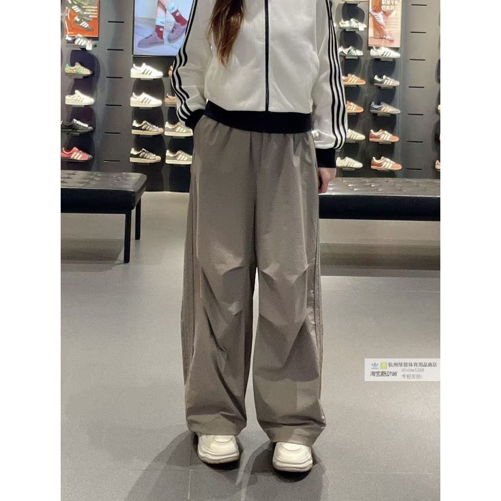 Adidas Adidas Clover ของแท้ทอขนแกะซับกางเกงขากว้าง 2025 ฤดูหนาวกางเกง Paratrooper ลําลอง IA7505