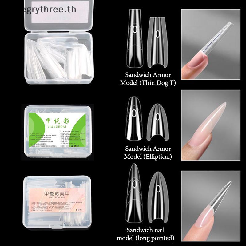 TH & Fashion Sandwich Dual Nail Forms 60pcs 15Size Qui Extensions-Dual Forms T-shaped Ellipse Nail F