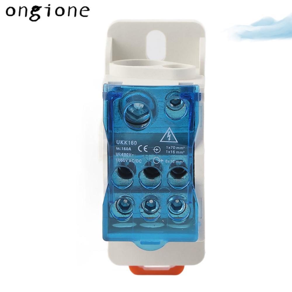 ONGIONE UKK160 DIN Rail Terminal Block Box, 160A ติดตั้งง่ายกล่อง, ทนทาน 690V Blue Power Distributio