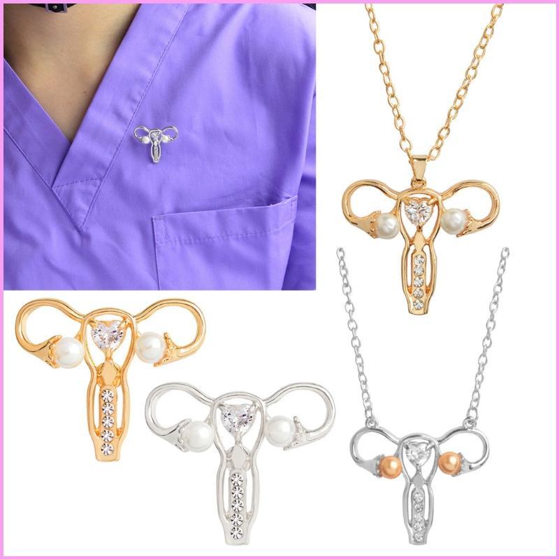 INF แฟชั่นมดลูก Ovary จี้สร้อยคอ Womb รูปร่างเคลือบ Pins ผู้หญิงพยาบาล