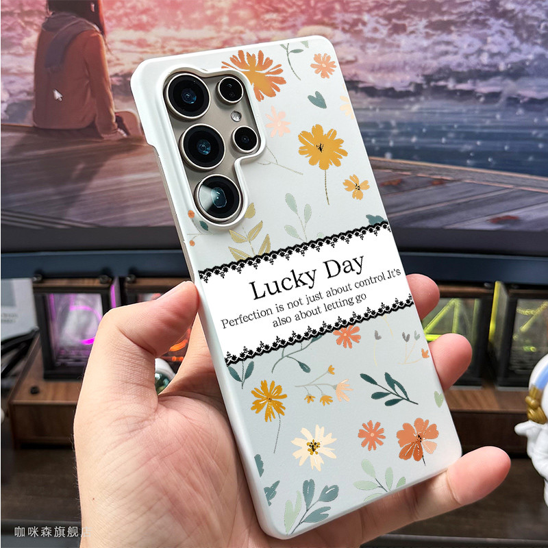 SAMSUNG สําหรับSamsung S26 Ultra S26FE 25Ultra S24U S25 FE S23ULucky Dayดอกไม้พิมพ์ Micro Matte Hard