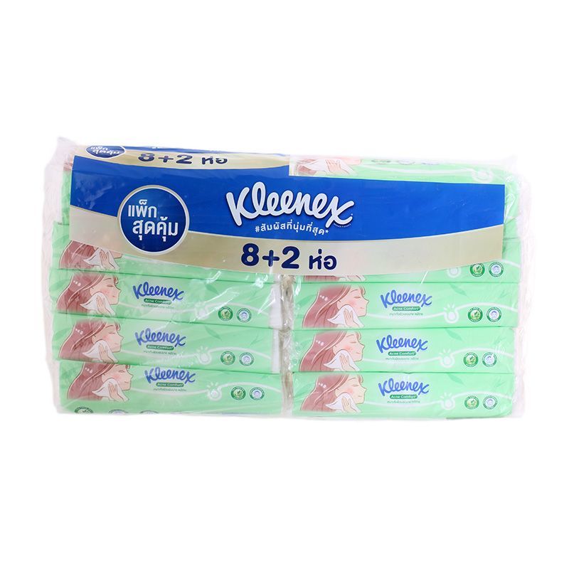 คลีเน็กซ์แอคเน่คอมฟอร์ทกระดาษเช็ดหน้าซอฟท์บ๊อกซ์ 80แผ่น แพค 10 KleenexAcneFacial 80sheetsX10 [8888336043166 ]