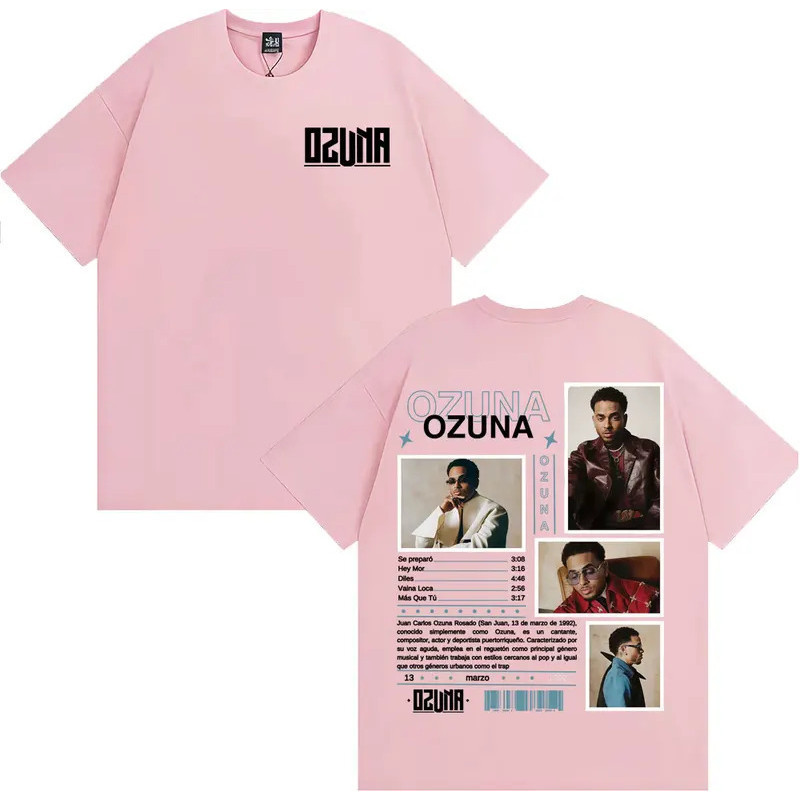 เสื้อยืดลายกราฟิกทัวร์อัลบั้มของแร็ปเปอร์ Ozuna สำหรับผู้ชายและผู้หญิง แฟชั่นสไตล์ฮิปฮอป เสื้อยืดวิน