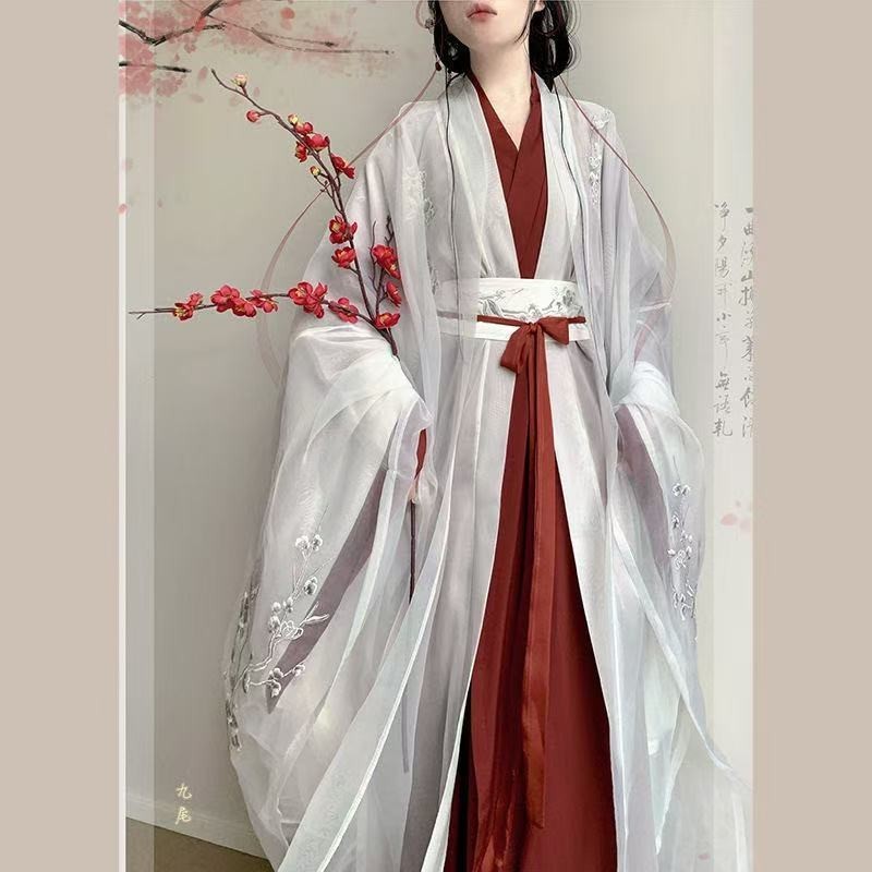 Li Huating Big Sleeve Straight Chinese Hanfu Heavy Industry เย็บปักถักร้อยทุกวันเย็น Immortal Suit