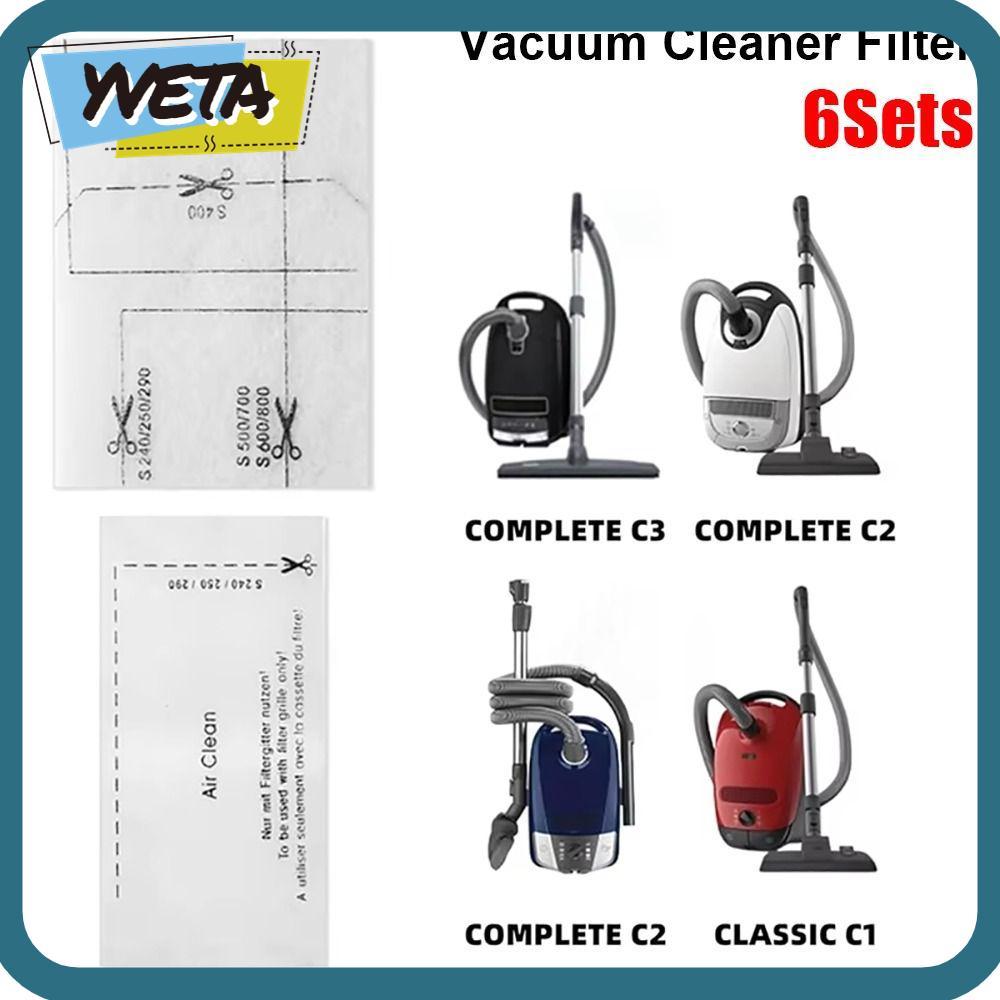 YVETA 6 ชุดผ้าฝ้ายกรอง,แพ็ค Air Clean เครื่องดูดฝุ่น,ไอเสียกรองอะไหล่สําหรับ Miele Complete S8340 S8