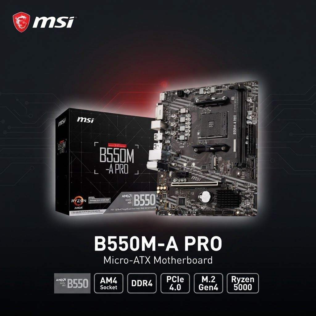 MSI B550M-A PRO AM4 mATX Motherboard DDR4 PCIe 4.0 M.2 Gen4 Steel Armor