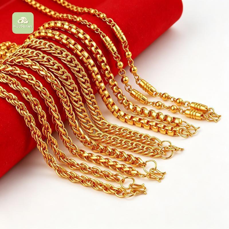 HaoStones Gold Plated Alloy Chain Nelace Long Lasting Shine Hypoallergenic Elegant Design for Girls 