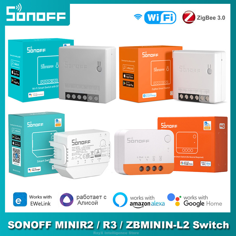 Booming Sonoff Wifi / Zigbee Mini Smart Switch Mini R2 / Mini R3 / Zbmini / Zbmini-L2 Voice Control 