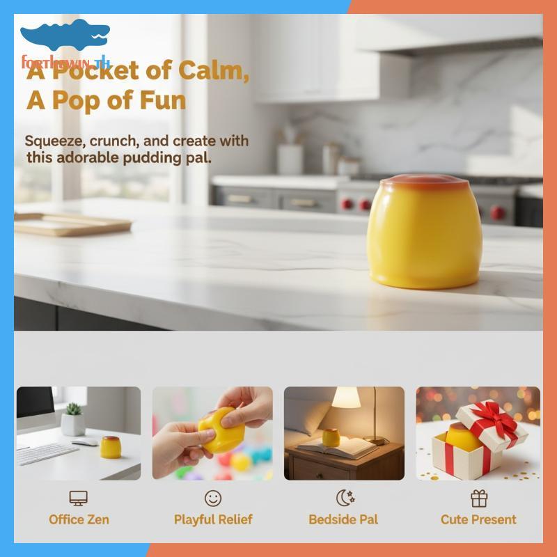 Forthewin Crunchy Caramel Pudding Stress Ball, ASMR Sensory Toy สําหรับผู้ใหญ่ th