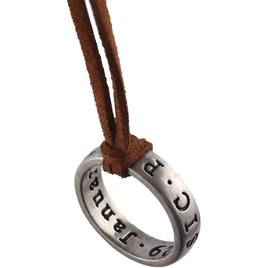 Uncharted 4 Nathan Drake Ring สร้อยคอสําหรับผู้ชายพร้อมสายหนังปรับได้ทําด้วยมือ