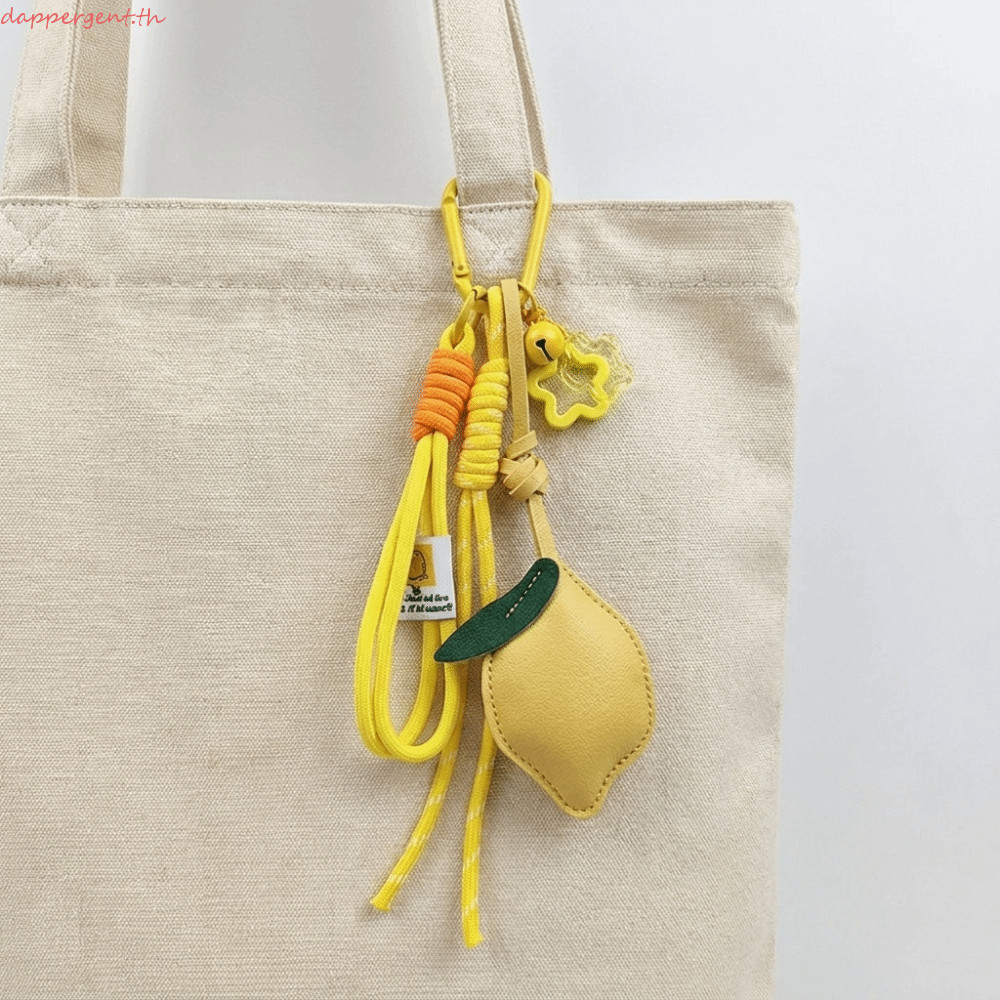 DAPPERGENT พวงกุญแจมะนาว, Star Nylon PU Leather Hanger, Cute Wove Rope Fruit Cartoon Bag Pendant Men