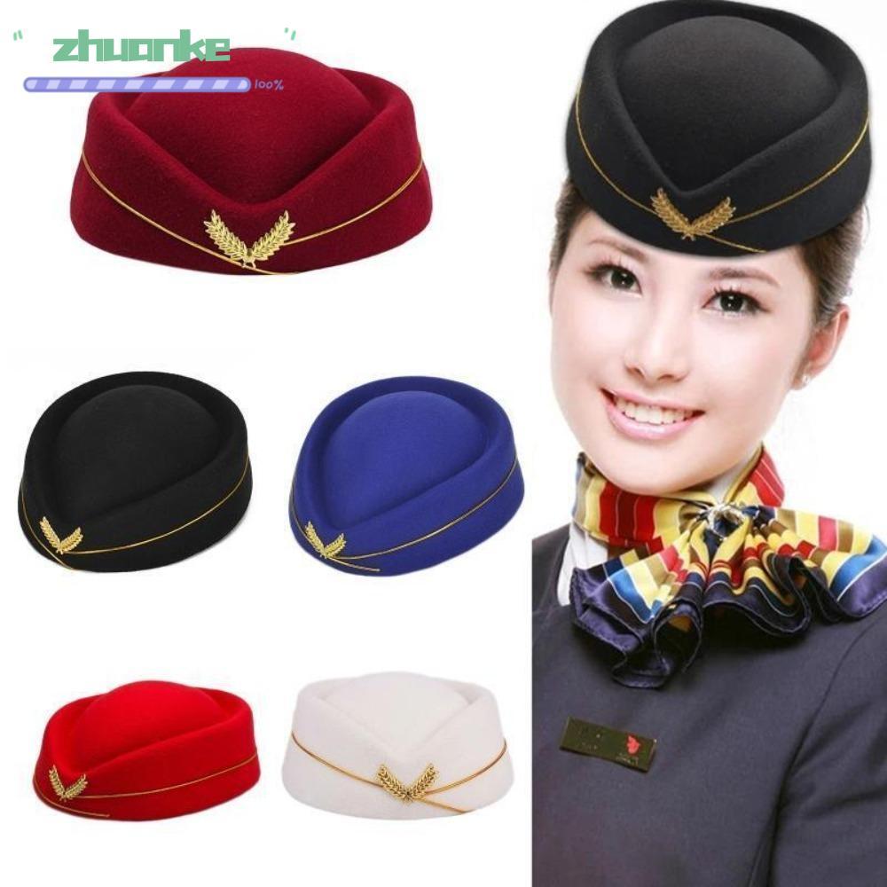 ZHUANPH Air Hostess หมวกประสิทธิภาพหมวกทํางานผู้หญิงเลดี้หมวกเบเร่ต์