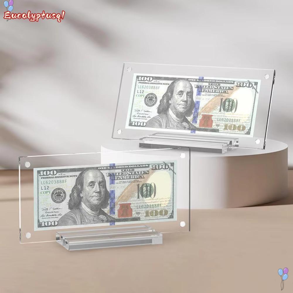 EUCALYPTUSQ1 Dollar Bill กรอบรูป, กรอบแสดงอะคริลิคโปร่งใส, จอแสดงผลธนบัตรที่ทนทานที่ระลึก Desktop ตู