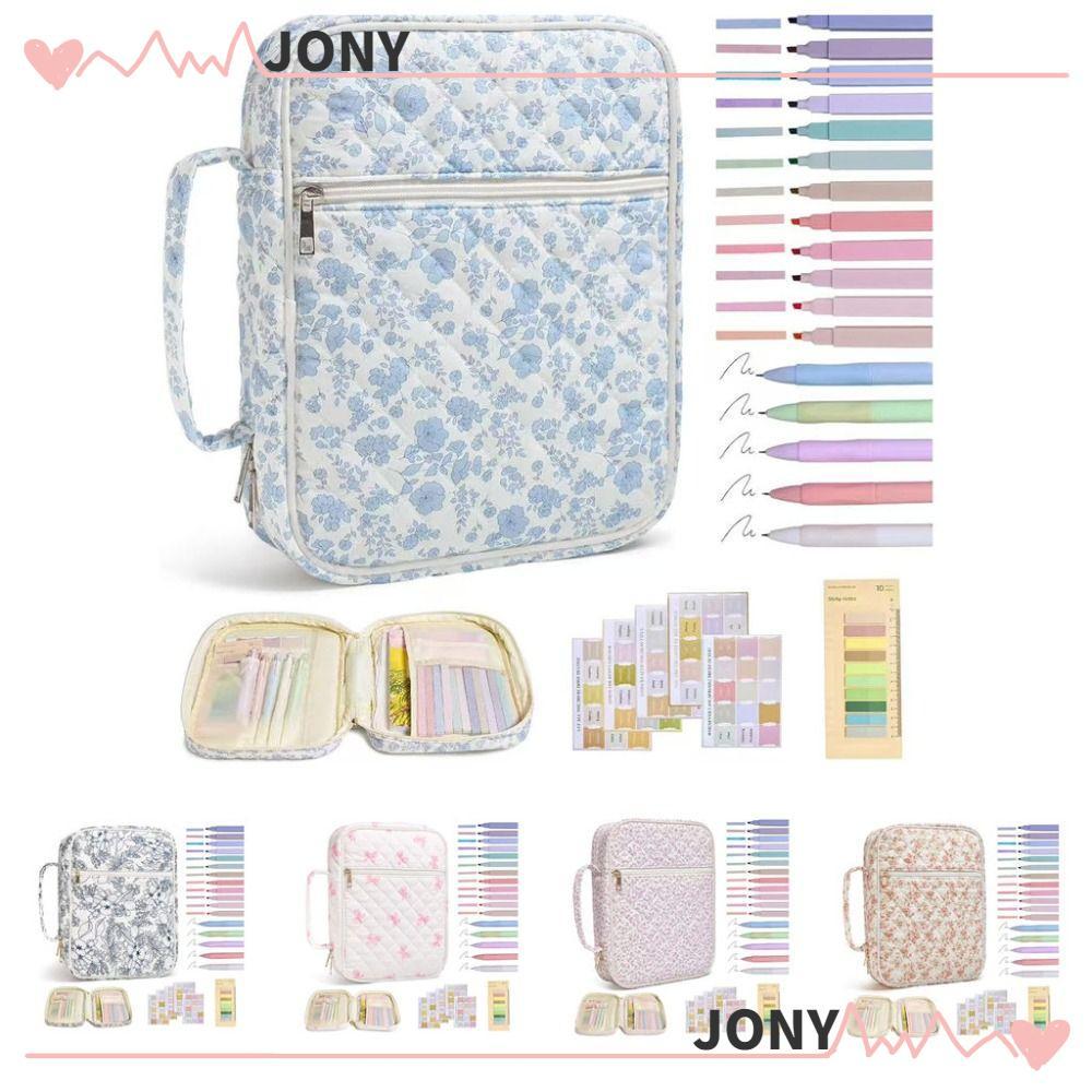 JONYPH Bible Cover , Handle Floral Design Bible Cover Bag, Zipper Pocket Bible Journaling Kit Church