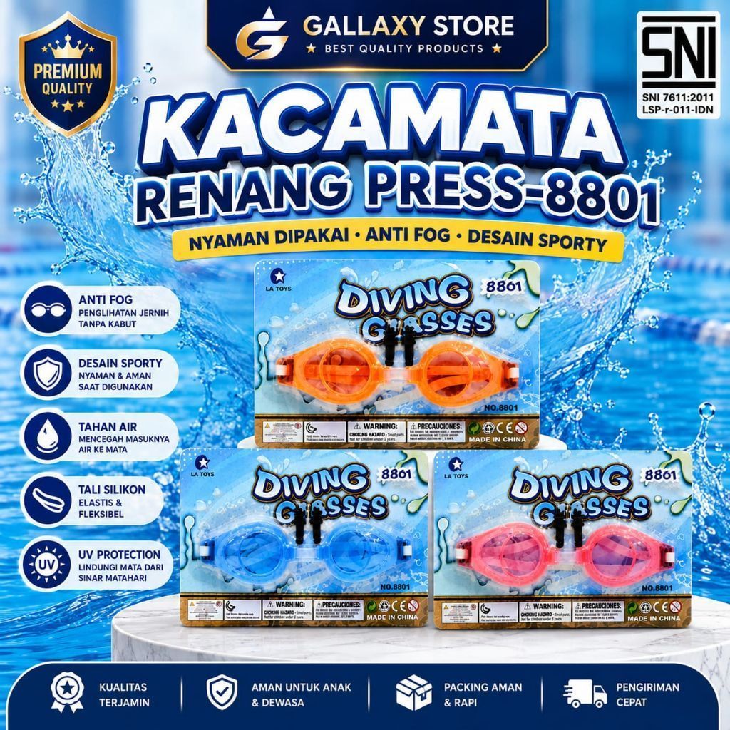 MATA PRESS GOGGLES SWIMMING - 8801 SNI / CHILDRENS SWIMMING GOGGLES 8801