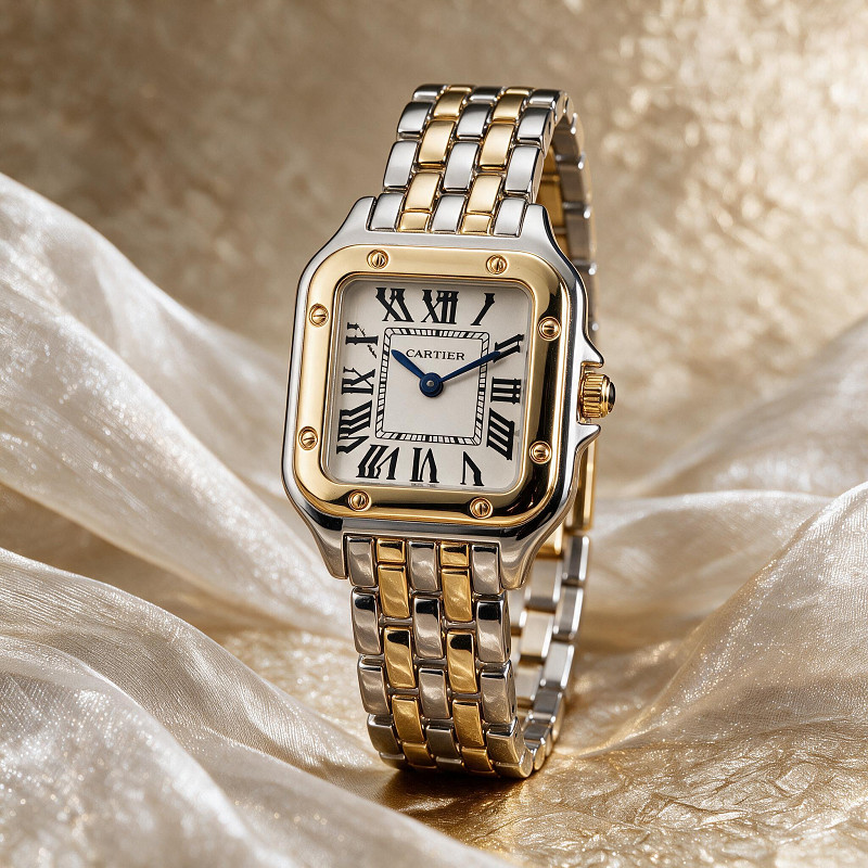 Cartier Square Roman Scale Womens Steel Belt Watch Retro Square Blue Needle Quartz Womens Watch